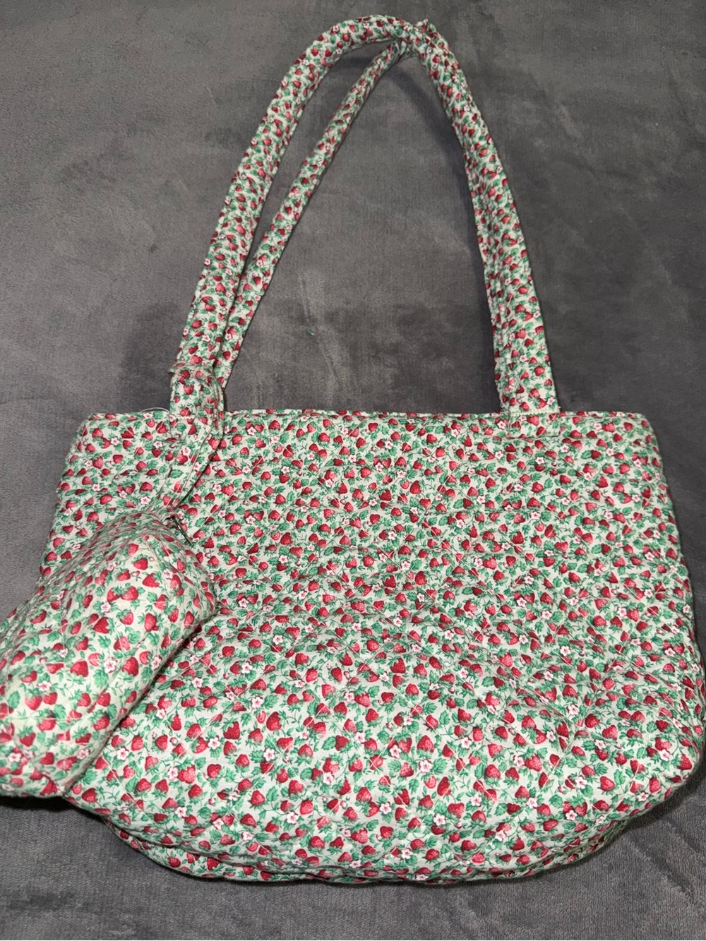 Strawberry Tote Bag w/ removable coin pouch
